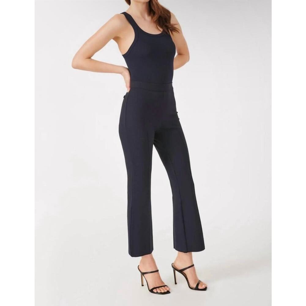 Grey/Ven Porterfield High Rise Pintuck Pull-On Stretch Career Ankle Flare PantXS - Picture 13 of 13